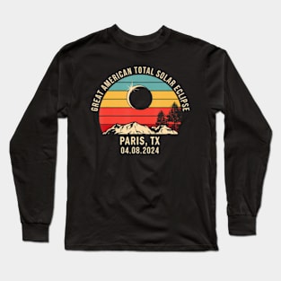 Paris Tx Texas Total Solar Eclipse 2024 Long Sleeve T-Shirt